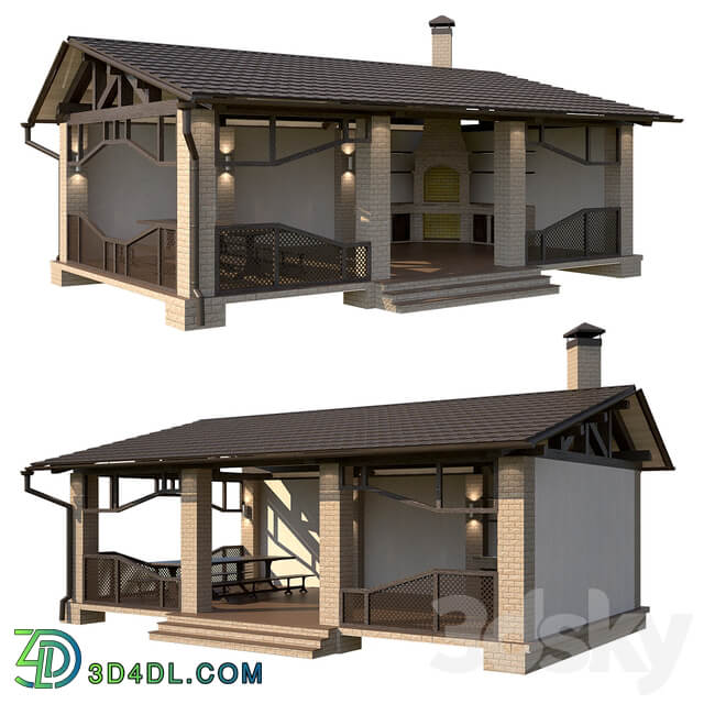 Arbor with summer kitchen Other 3D Models