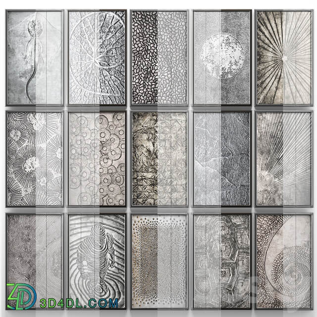 A collection of paintings. modern art. eleven wall decor a set of paintings luxury metal set decorative abstraction pattern loft industrial style 3D Models