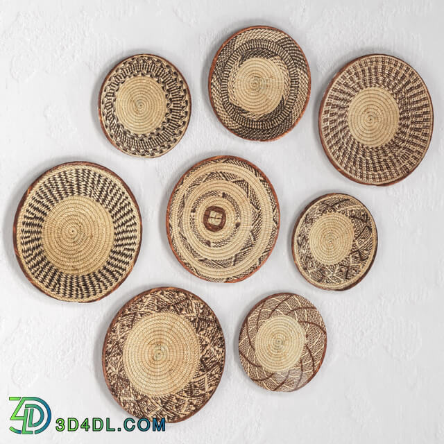 Other decorative objects Wicker African wall baskets.