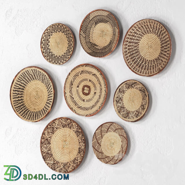 Other decorative objects Wicker African wall baskets.