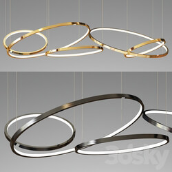 Decorative 5 Ring Chandelier gold and black Pendant light 3D Models 