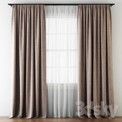 Draped Velvet Tape Curtains with Tulle 