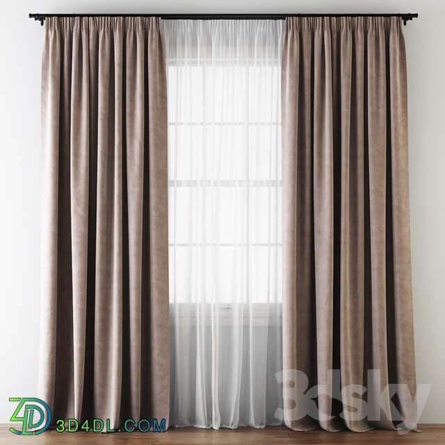 Draped Velvet Tape Curtains with Tulle