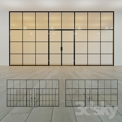 Glass partition. A door. 17 