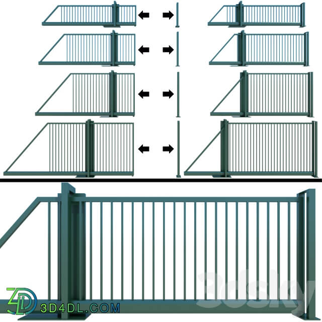 Sliding gate wicket 3D Models