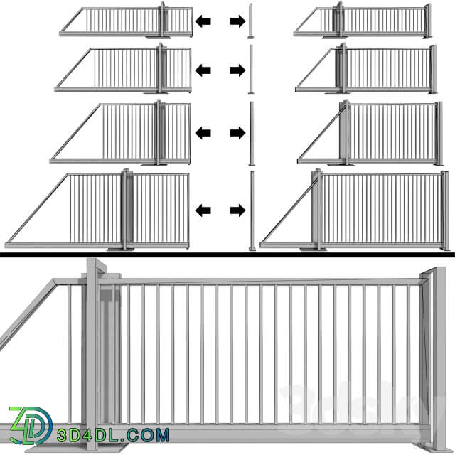 Sliding gate wicket 3D Models