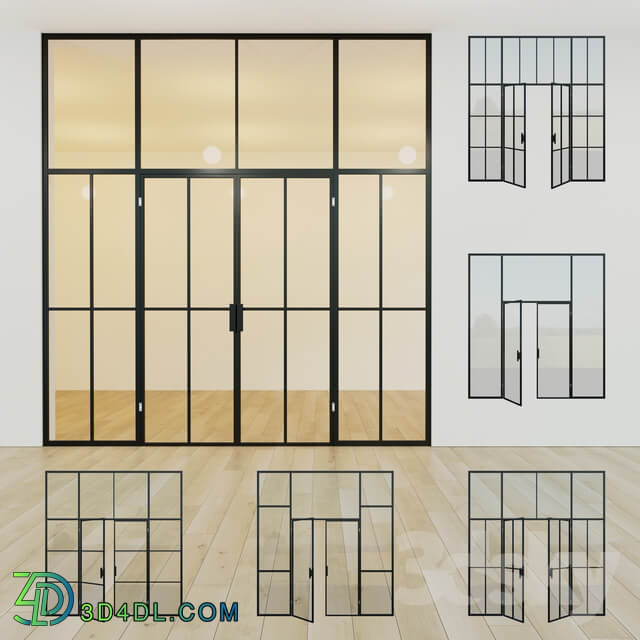 Glass partition. A door. 14