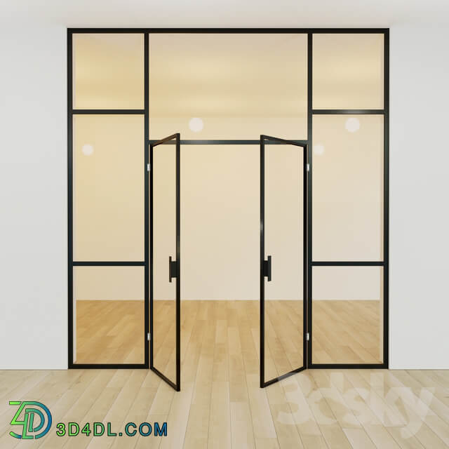 Glass partition. A door. 14