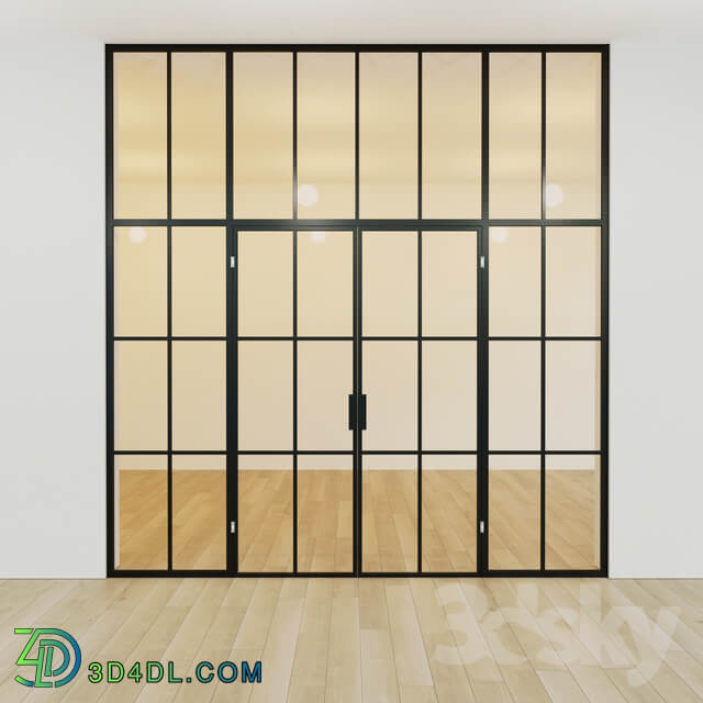 Glass partition. A door. 14