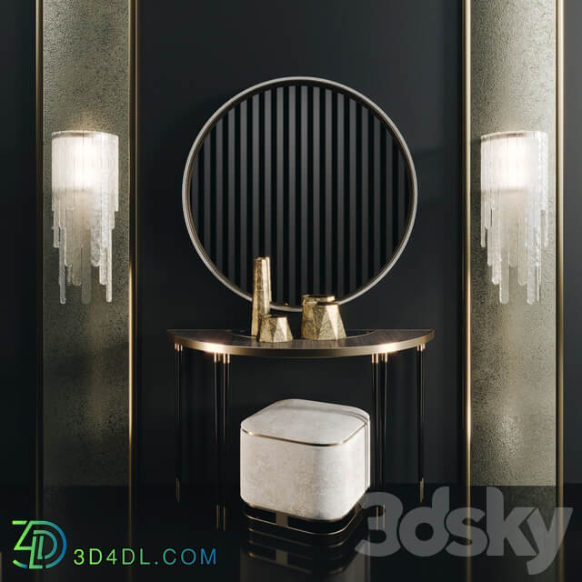 Frato Richmond console Water Fall light Ashi stool Ring mirror 3D Models