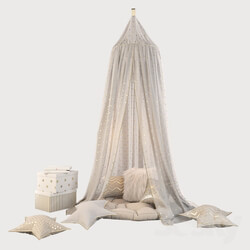 Miscellaneous Children 39 s canopy and decor in beige and golden tones 