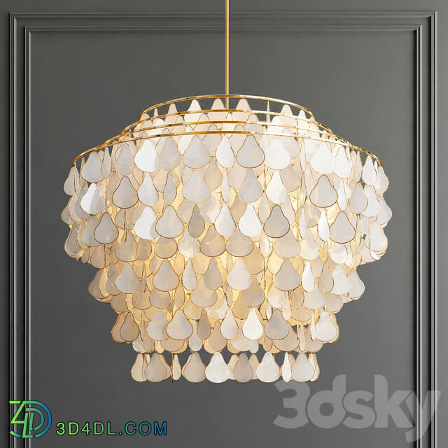 Teardrops capiz chandelier Pendant light 3D Models