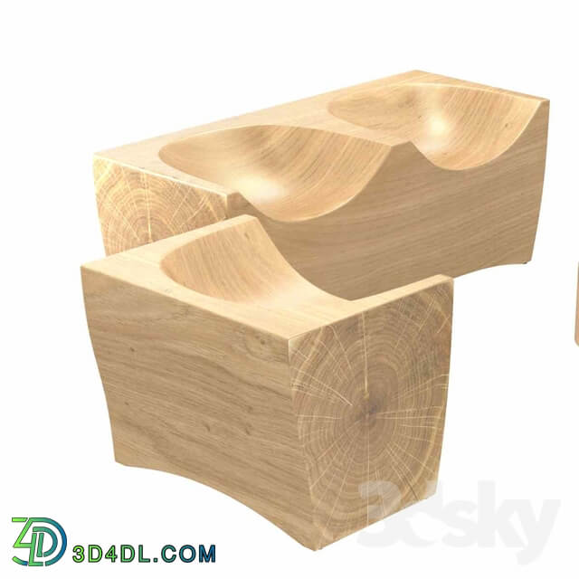 Table Chair Riva 1920 log armchair toi center table 3d model