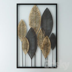 Other decorative objects Black and Gold Metal Feather Wall Art 53x84 