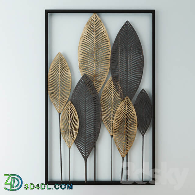 Other decorative objects Black and Gold Metal Feather Wall Art 53x84