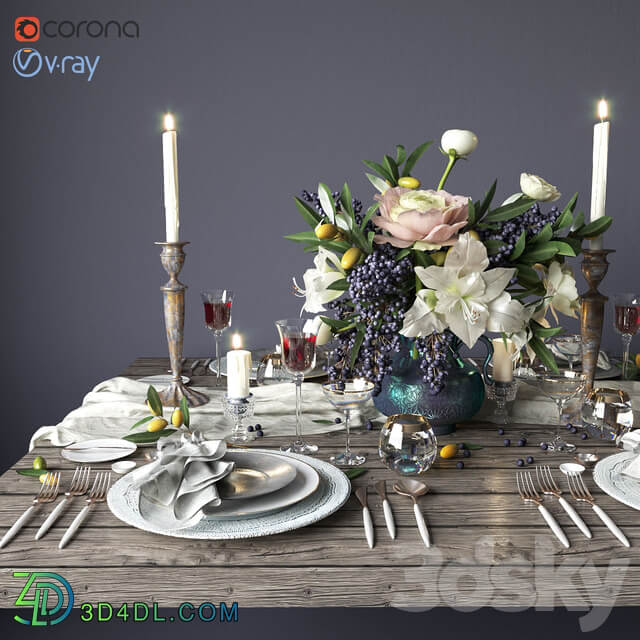 Boho style table setting 3D Models