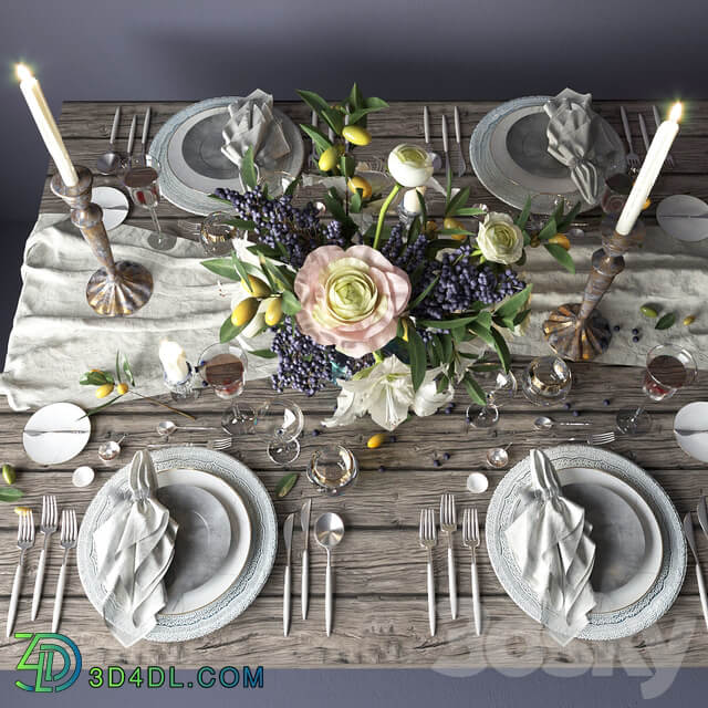 Boho style table setting 3D Models