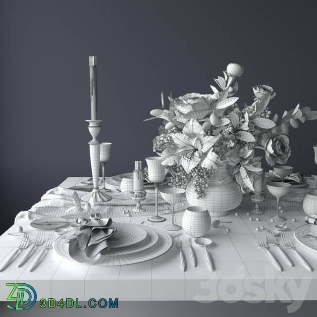 Boho style table setting 3D Models