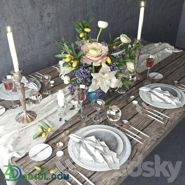 Boho style table setting 3D Models