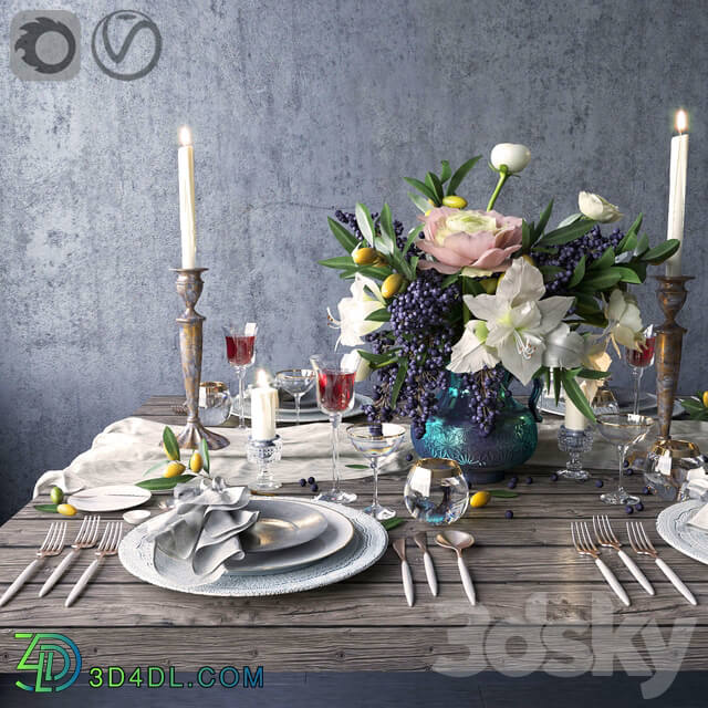 Boho style table setting 3D Models