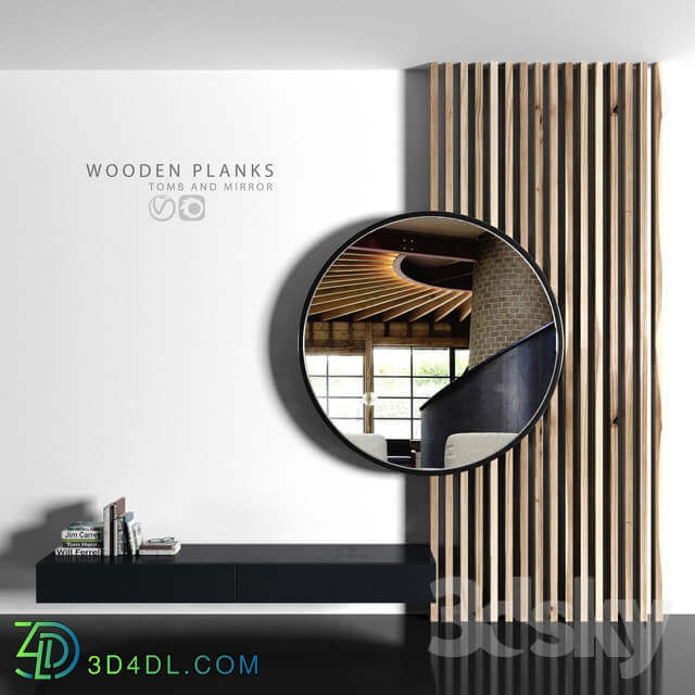 Wooden planks and mirror