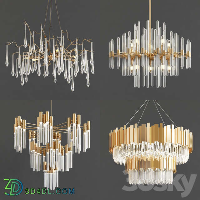 Four Exclusive Chandelier Collection 8 Pendant light 3D Models