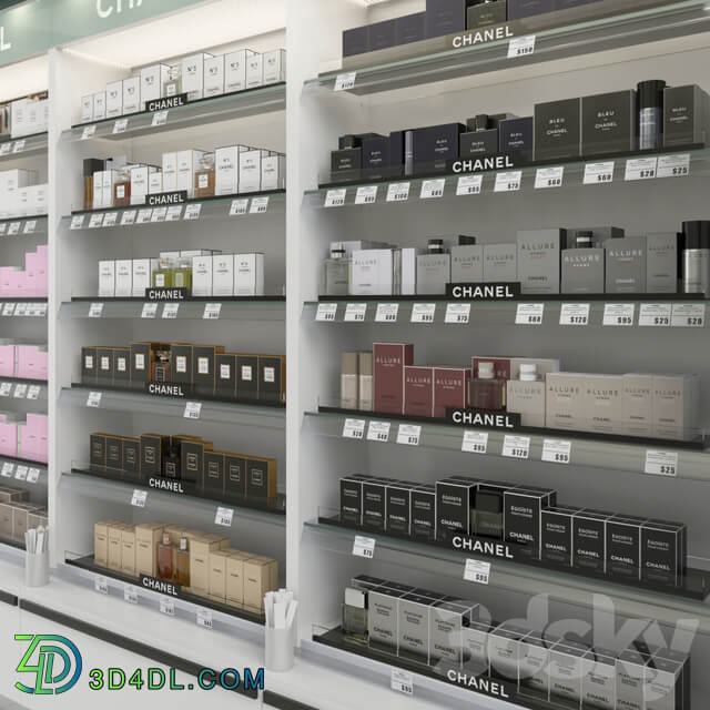 Trade rack with perfume Chanel 3D Models