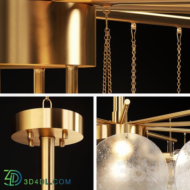 Chandelier with hanging glass plates FROST B Pendant light 3D Models