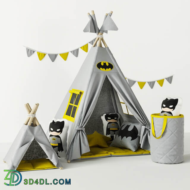 Wigwam Batman with cushions and basket Miscellaneous 3D Models