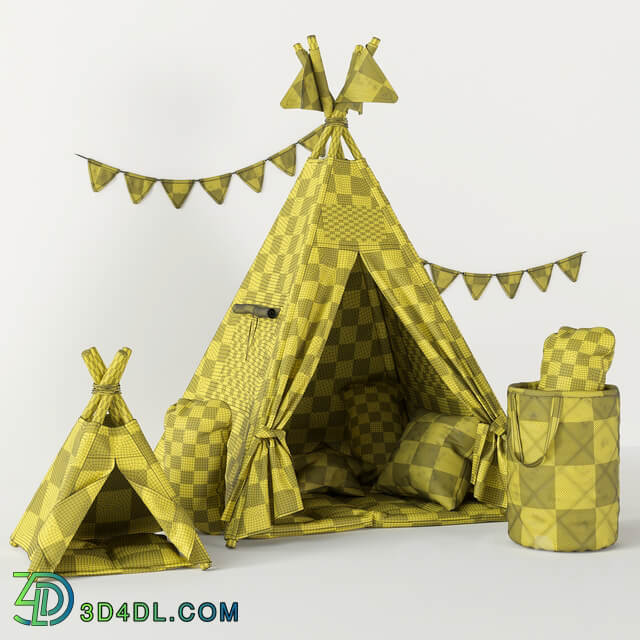 Wigwam Batman with cushions and basket Miscellaneous 3D Models