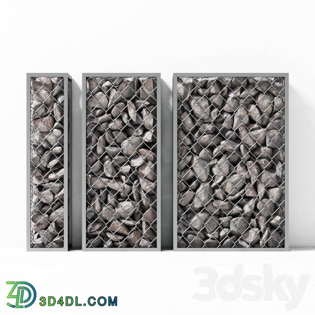 Small Gabion stone rockl Small gabions with stones Fence 3D Models