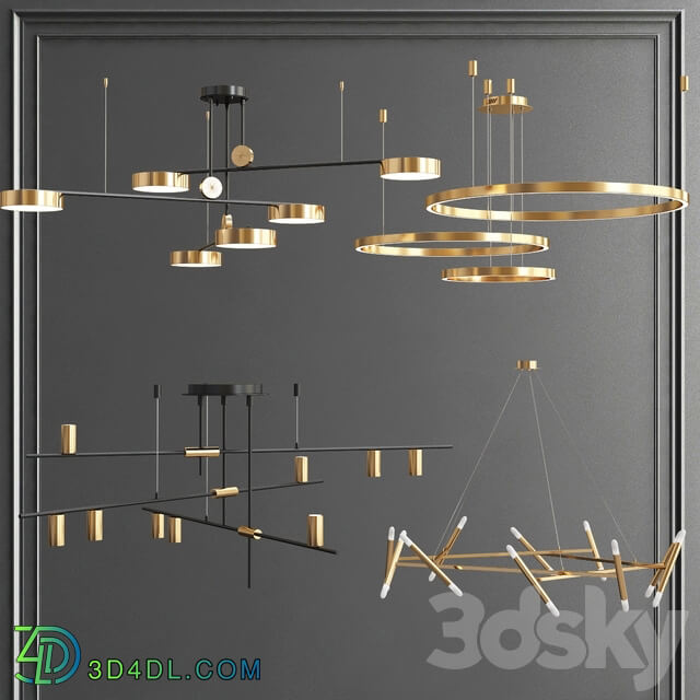 Collection of Minimalist Chandelier Pendant light 3D Models