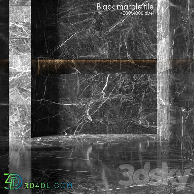 Black marble tiles 3D Models