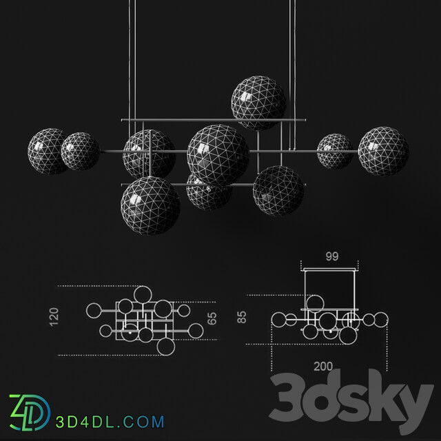 Chandelier Gallotti Radice Bolle horizontal Pendant light 3D Models