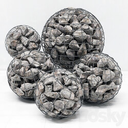 Gabion sphere rock stone Gabion sphere from rocky stone Fence 3D Models 