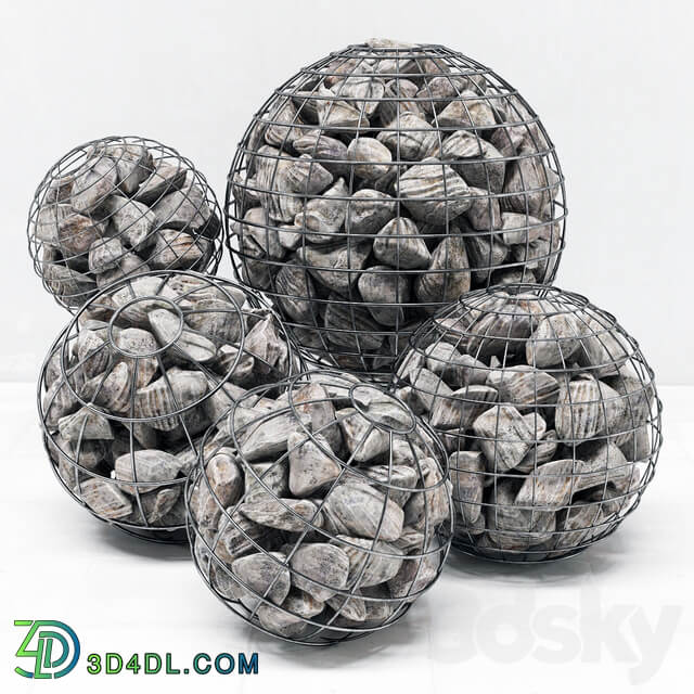 Gabion sphere rock stone Gabion sphere from rocky stone Fence 3D Models