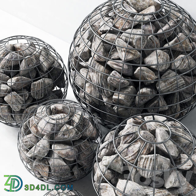 Gabion sphere rock stone Gabion sphere from rocky stone Fence 3D Models