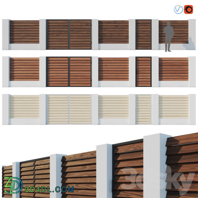 Fence Termowood Jalousie 3D Models