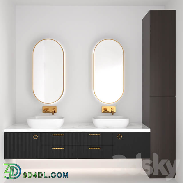 Bathroom Furniture sink faucet with Gold 3D Models