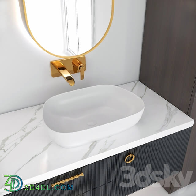 Bathroom Furniture sink faucet with Gold 3D Models