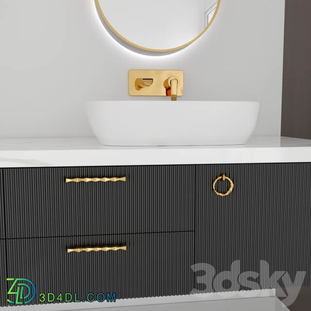 Bathroom Furniture sink faucet with Gold 3D Models