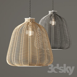 Natural and Gray Chevron Rattan Shade 