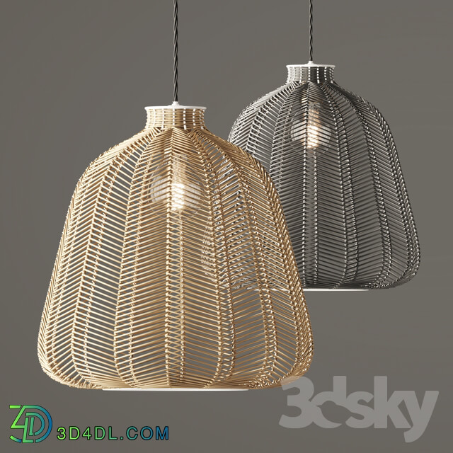 Natural and Gray Chevron Rattan Shade