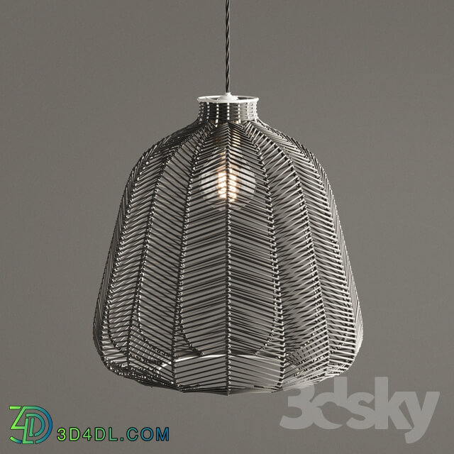 Natural and Gray Chevron Rattan Shade