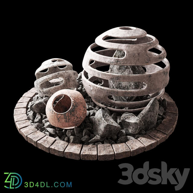 Flowerbed with stone decor Flowerbed with stone decor Other 3D Models