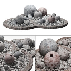 Flowerbad stone sphere decor Stone bed with spherical decor Other 3D Models 