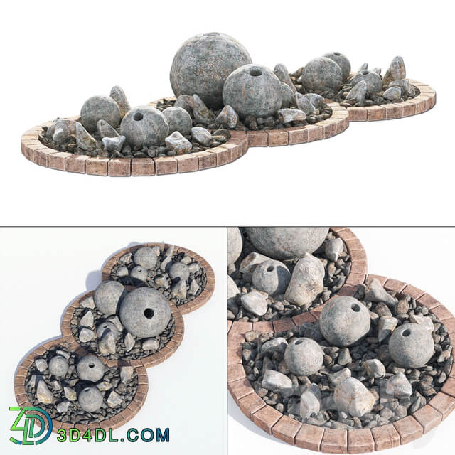 Flowerbad stone decor No. 3 Flowerbed with stone decor Other 3D Models