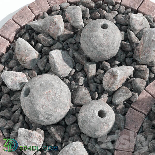 Flowerbad stone decor No. 3 Flowerbed with stone decor Other 3D Models