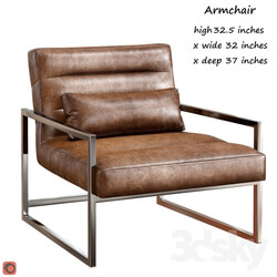 Michael Weiss Delancy Loft Masculine Brown Leather Steel Armchair 
