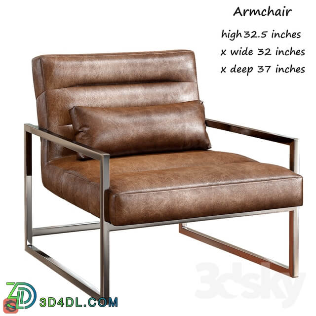 Michael Weiss Delancy Loft Masculine Brown Leather Steel Armchair